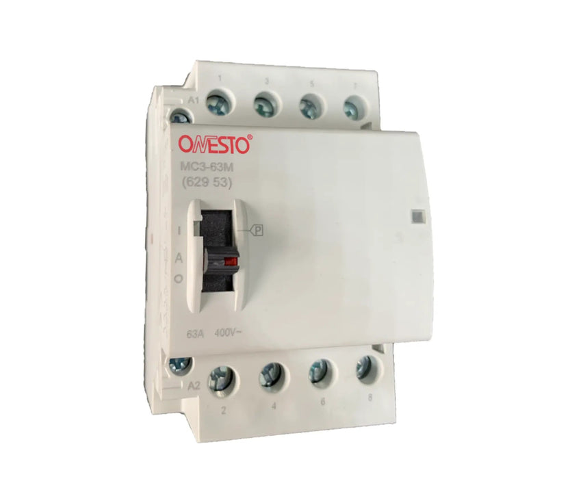 ONESTO 62953 4 POLE 63A 4NO 230V MANUAL OVERIDE CONTACTOR - Onesto - Standard Lighting