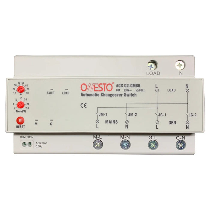 ONESTO ACS - C2CM80 80A AUTOMATIC CHANGE OVER SWITCH - Onesto - Standard Lighting (Pty) Ltd