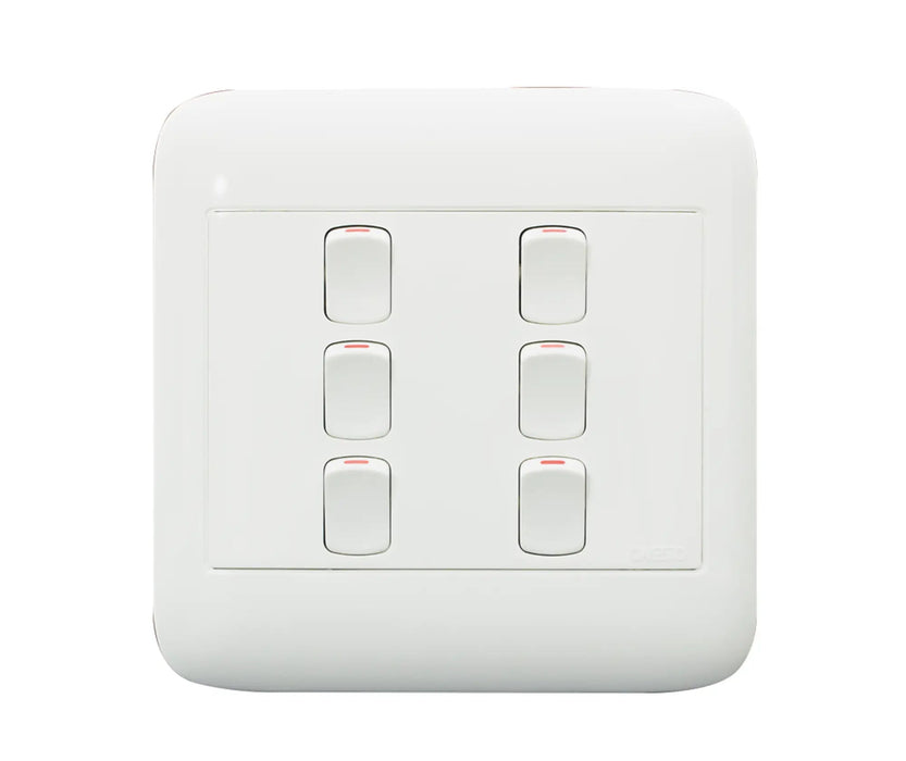 ONESTO ORACLE ON4062 4X4 6 LEVER 2 WAY SWITCH WHITE - Onesto - Standard Lighting (Pty) Ltd