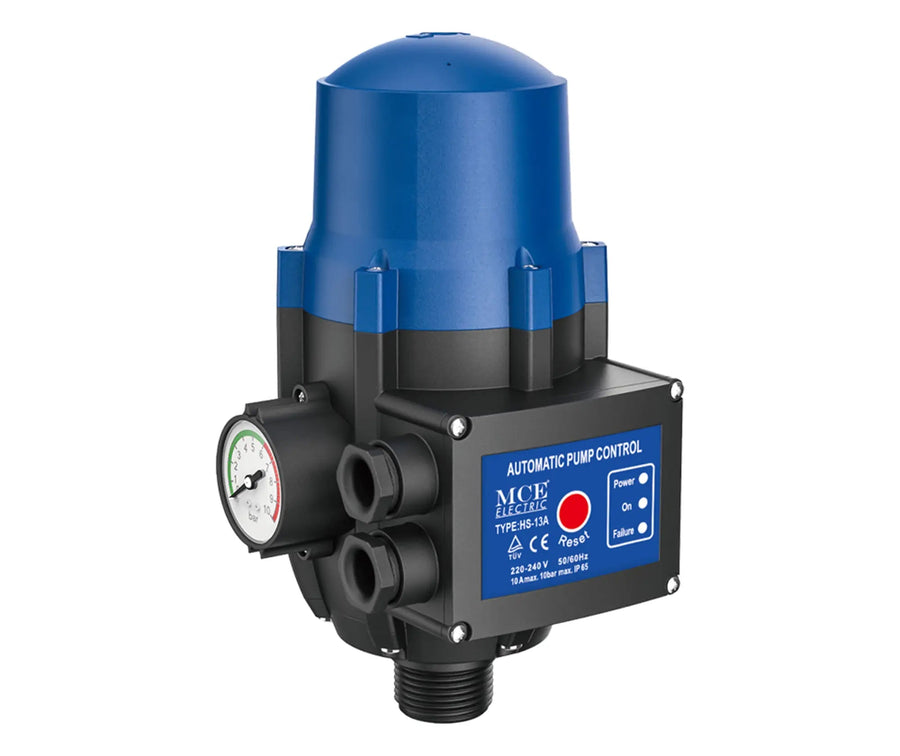 10A 220V AUTO PUMP CONTROLLER 1.5 BAR + GAUGE - MCE Electric - Standard Lighting (Pty) Ltd