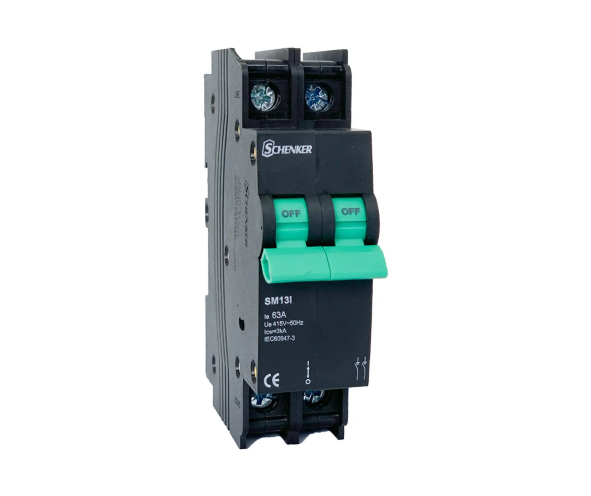 13mm 2 Pole Mini Rail Isolator - SCHENKER - Standard Lighting