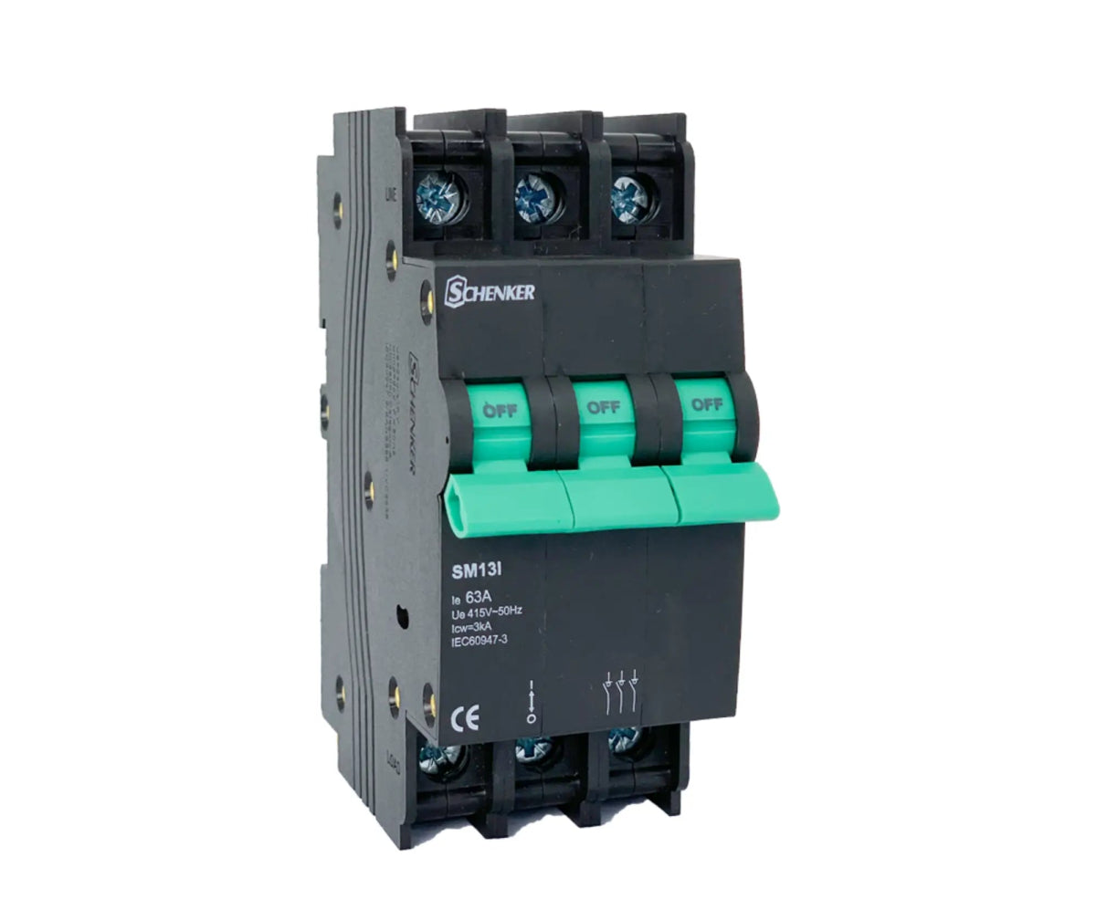 13mm 3 Pole Mini Rail Isolator - SCHENKER - Standard Lighting
