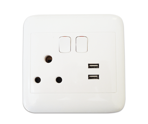 4X4 SINGLE SWITCHED SOCKET + 2 USB - Standard Lighting (Pty) Ltd