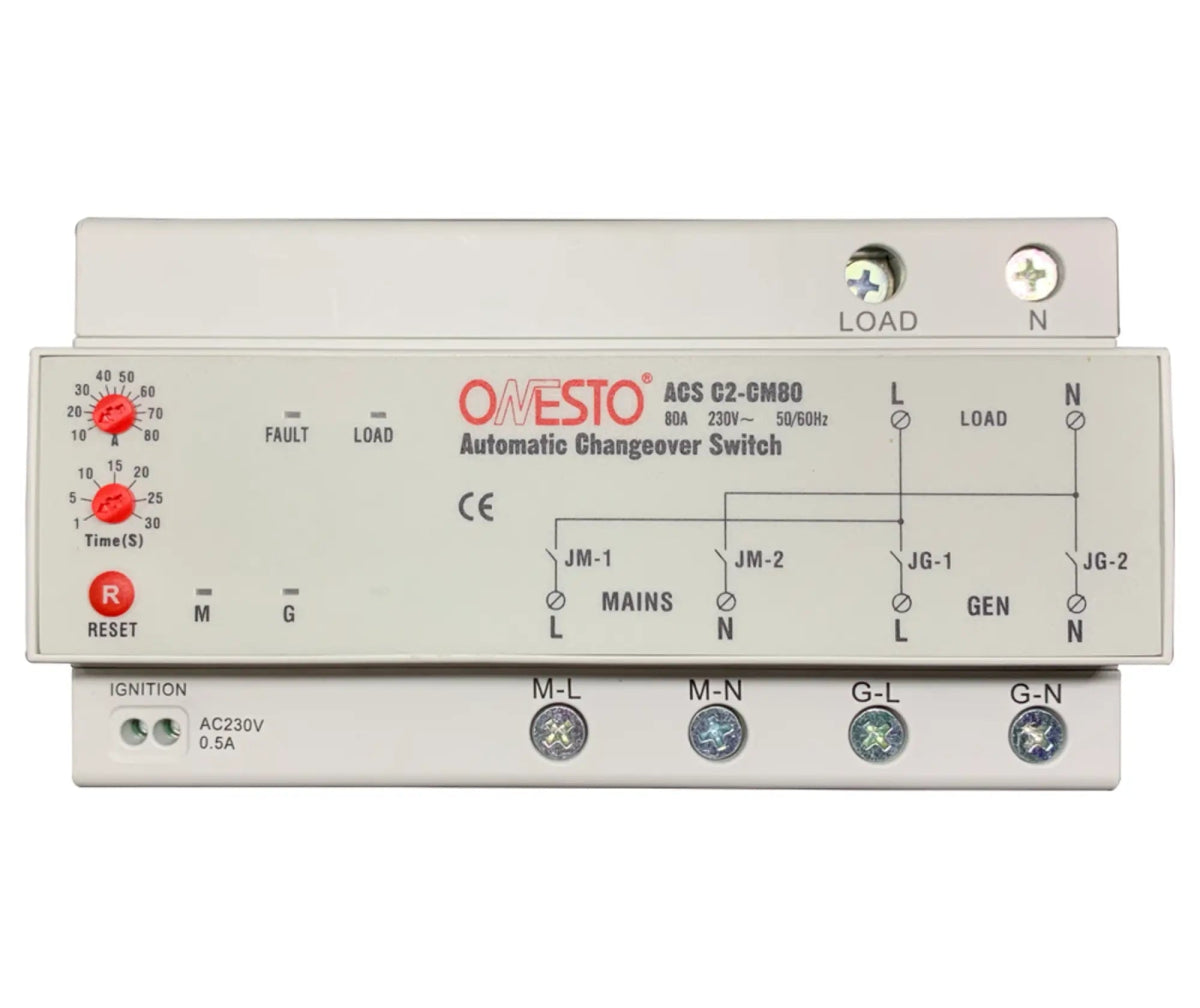 80A Automatic Change Over Switch - Din Mount - ONESTO - Standard Lighting