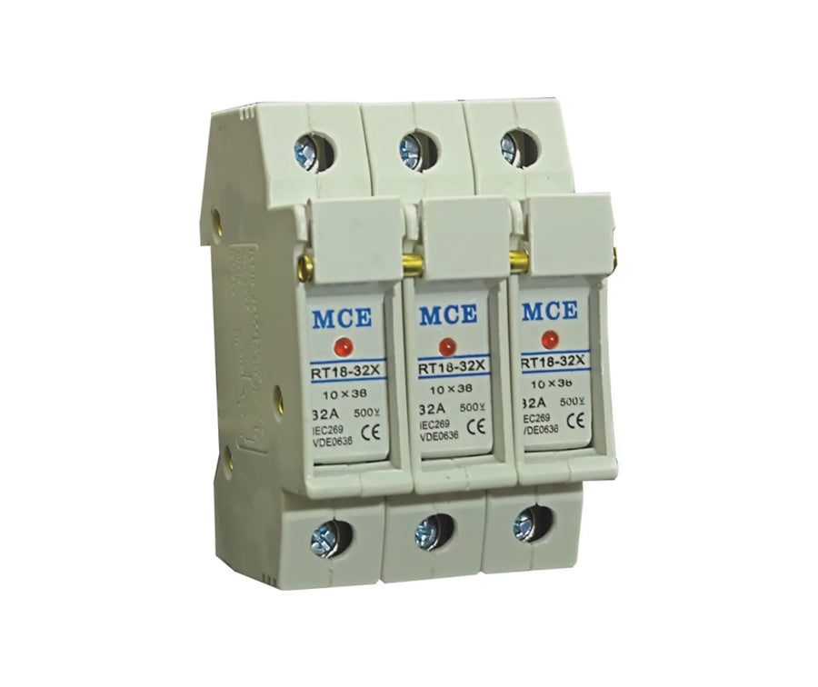 MCE 3 POLE 10X38 DIN RAIL FUSE HOLDER - MCE Electric - Standard Lighting