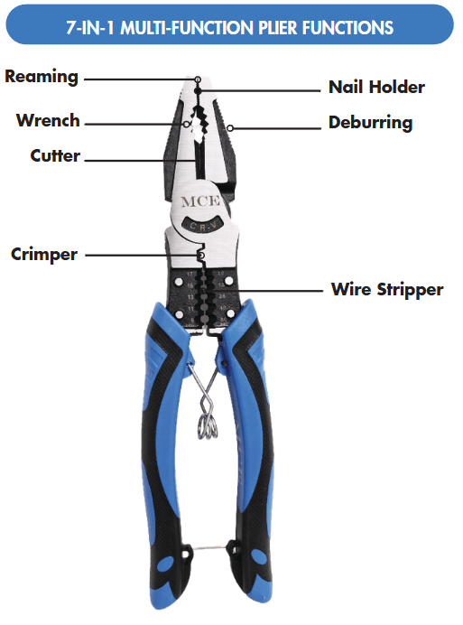 MCE 7 in 1 Multi - Functional Pliers - MCE ELECTRIC - Standard Lighting