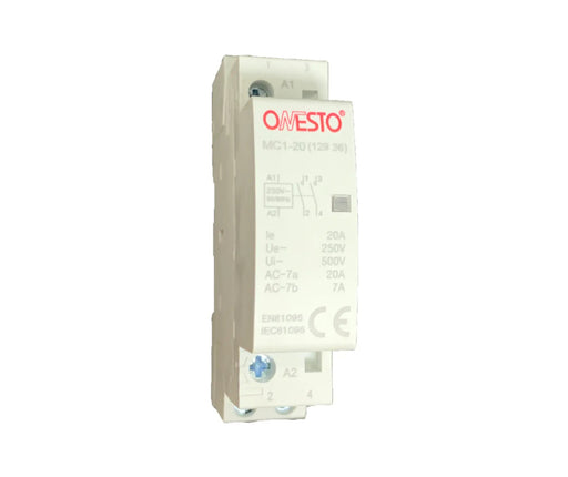 ONESTO 12946 2 POLE 25A 1NO + 1NC 230V 18MM MODULAR CONTACTOR - Onesto - Standard Lighting