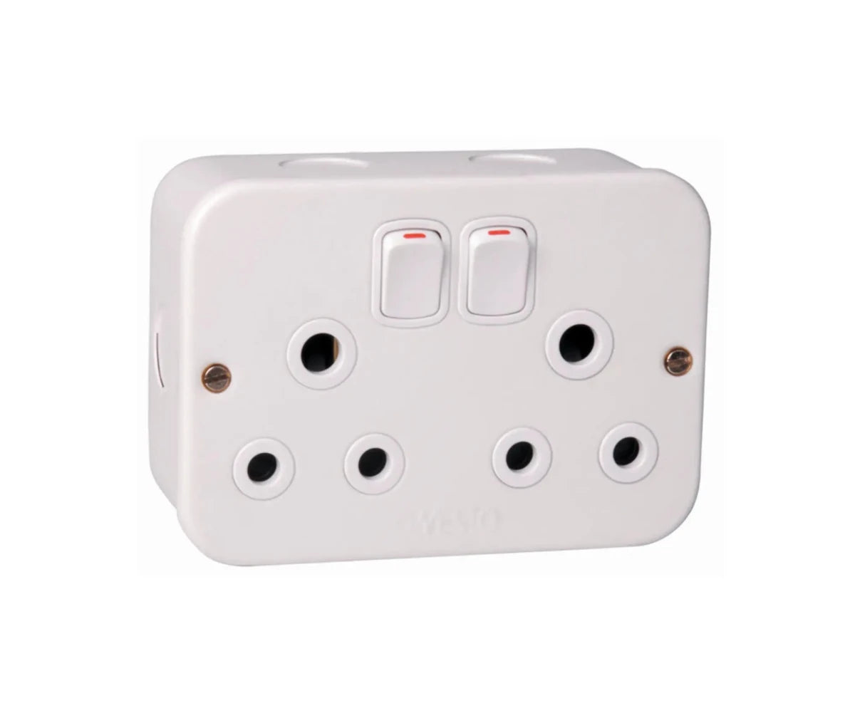 Onesto 16A Double Steel Industrial Socket - ONESTO - Standard Lighting