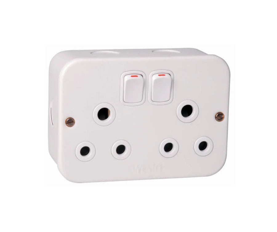 Onesto 16A Double Steel Industrial Socket - ONESTO - Standard Lighting