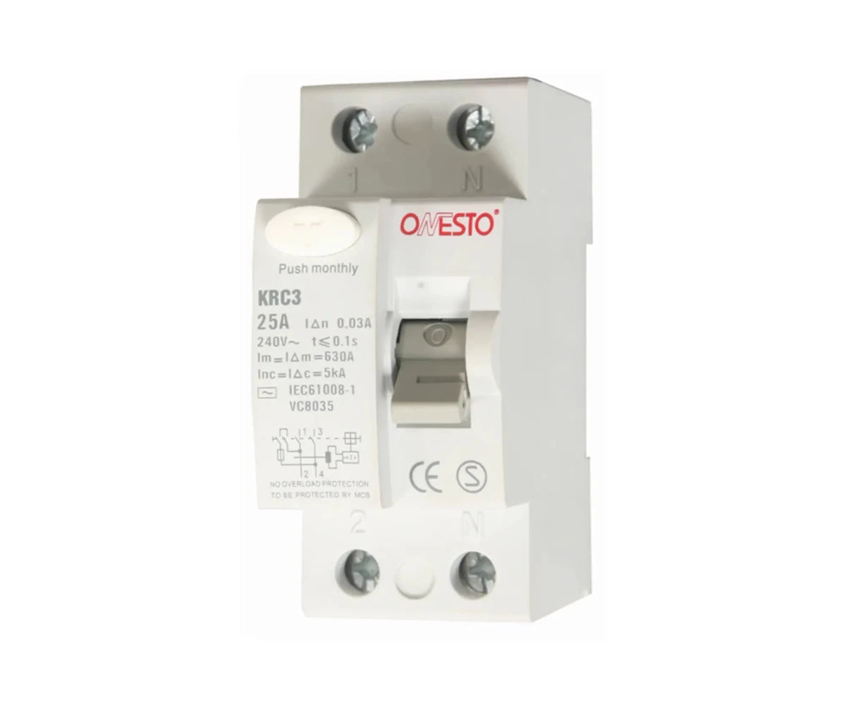 Onesto 2 Pole 80A Din Rail Earth Leakage - ONESTO - Standard Lighting