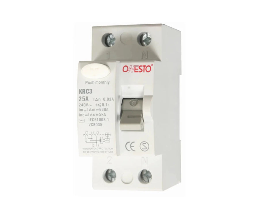 Onesto 2 Pole 80A Din Rail Earth Leakage - ONESTO - Standard Lighting
