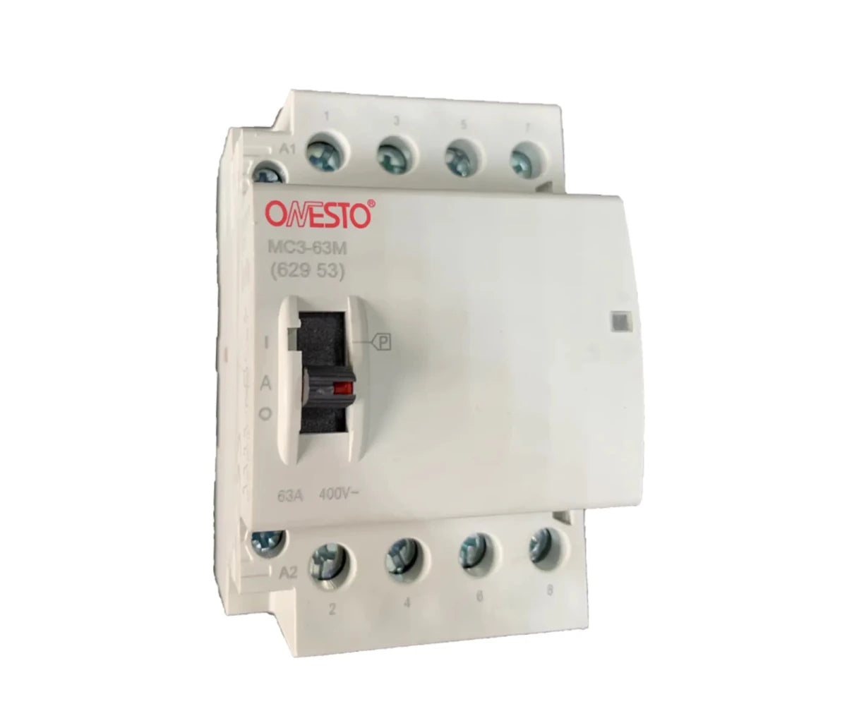 Onesto 52985 2 Pole 63A Din Rail Manual Override Contactor - 2 NO - ONESTO - Standard Lighting