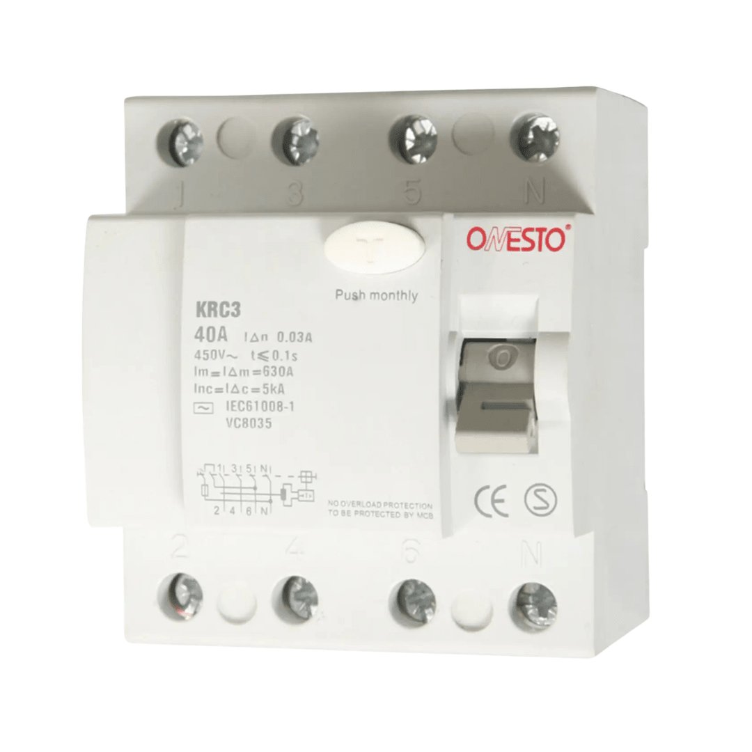 Onesto KRC3-480 80A 4 Pole Earth Leakage - ONESTO - Standard Lighting