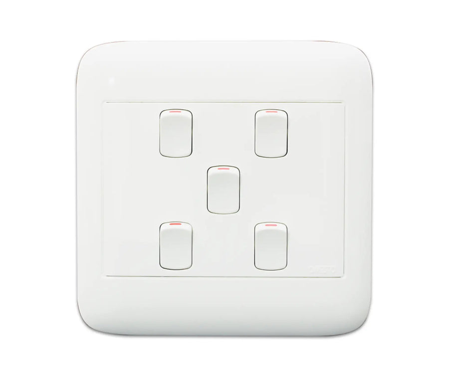 ONESTO ORACLE ON4052 4X4 5 LEVER 2 WAY SWITCH WHITE - Onesto - Standard Lighting (Pty) Ltd