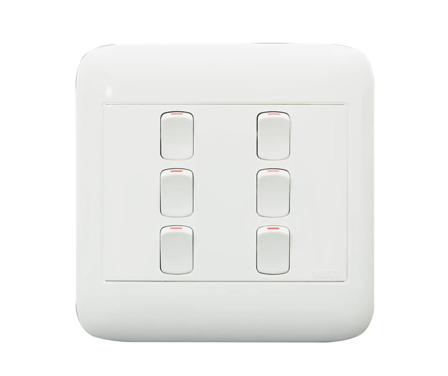 ONESTO ORACLE ON4062 4X4 6 LEVER 2 WAY SWITCH WHITE - Onesto - Standard Lighting (Pty) Ltd