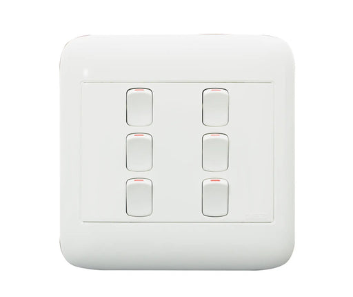 ONESTO ORACLE ON4062 4X4 6 LEVER 2 WAY SWITCH WHITE - Onesto - Standard Lighting (Pty) Ltd