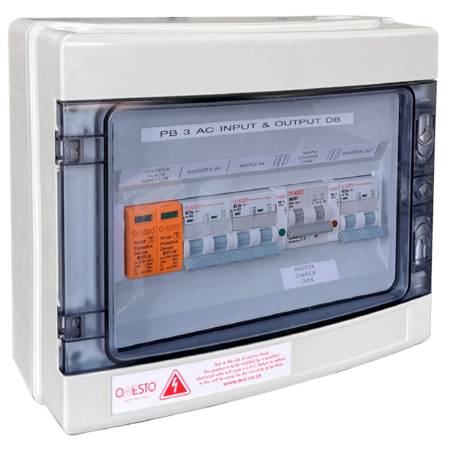 ONESTO PB - 3 AC INPUT & OUTPUT SOLAR DB BOARD - Onesto - Standard Lighting (Pty) Ltd