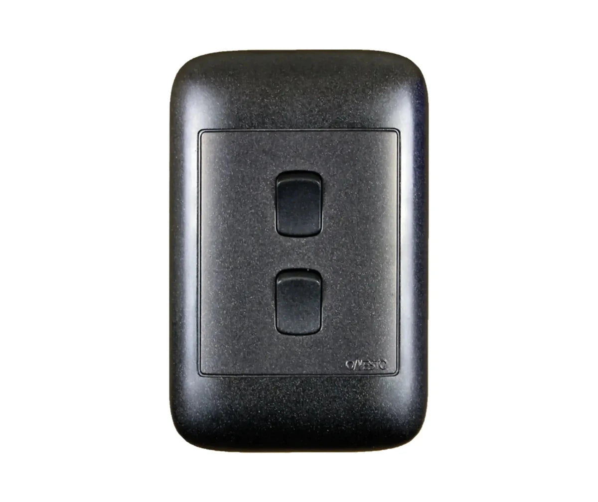 Oracle 2x4 2 Lever 1 Way Switch, Black - ONESTO - Standard Lighting