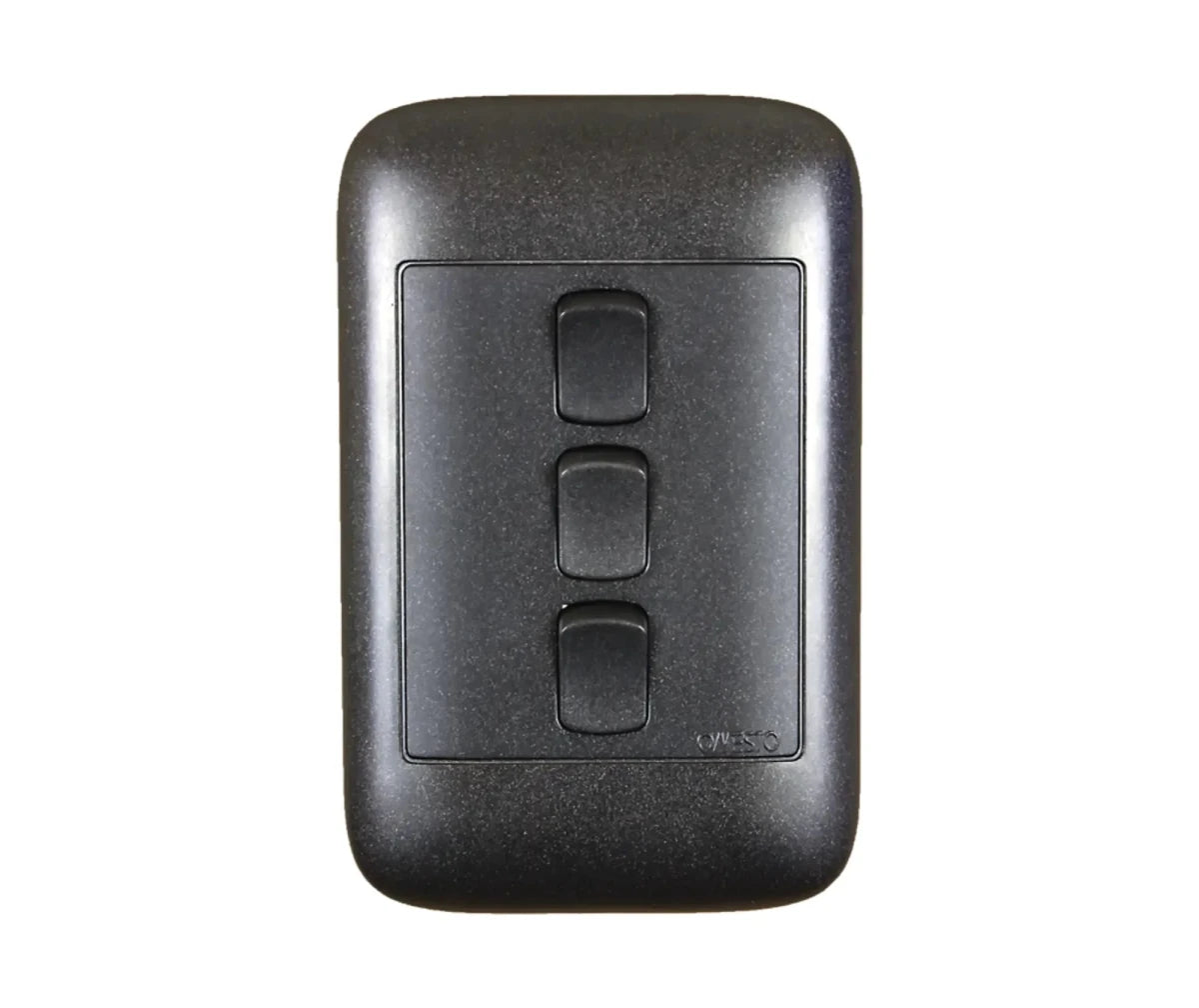 Oracle 2x4 3 Lever 1 Way Switch, Black - ONESTO - Standard Lighting