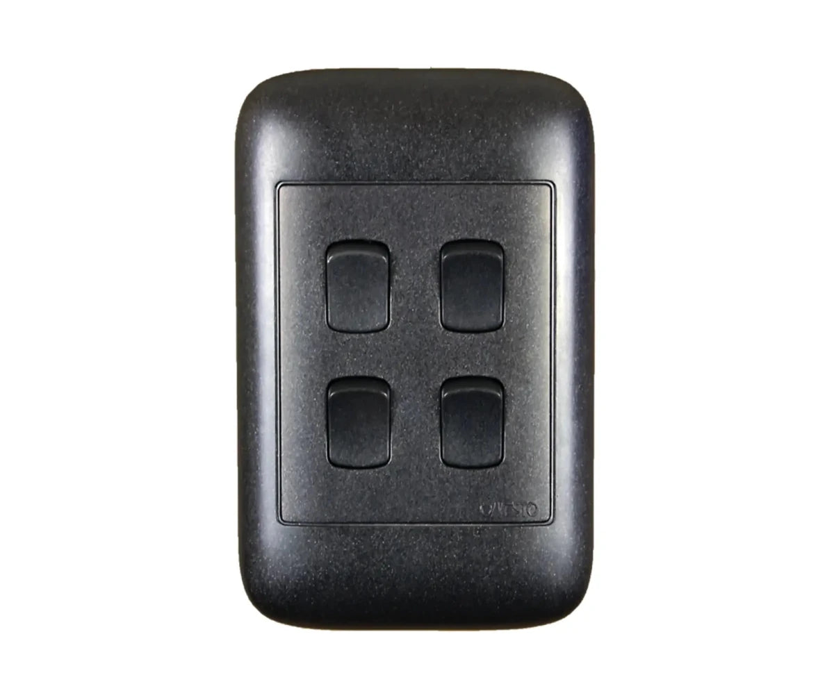 Oracle 2x4 4 Lever 1 Way Switch, Black - ONESTO - Standard Lighting