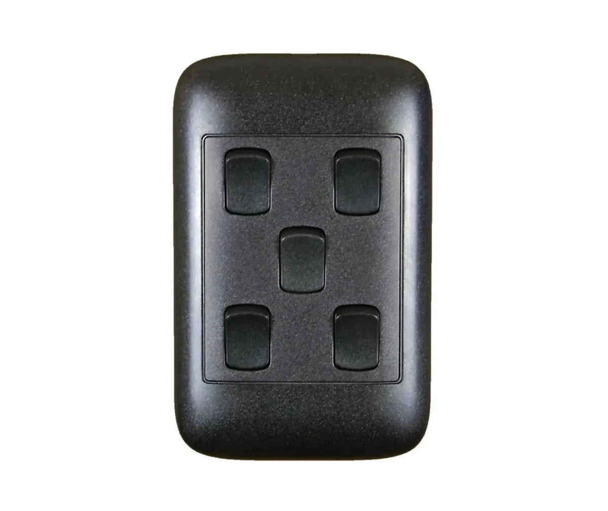 Oracle 2x4 5 Lever 1 Way Switch, Black - ONESTO - Standard Lighting