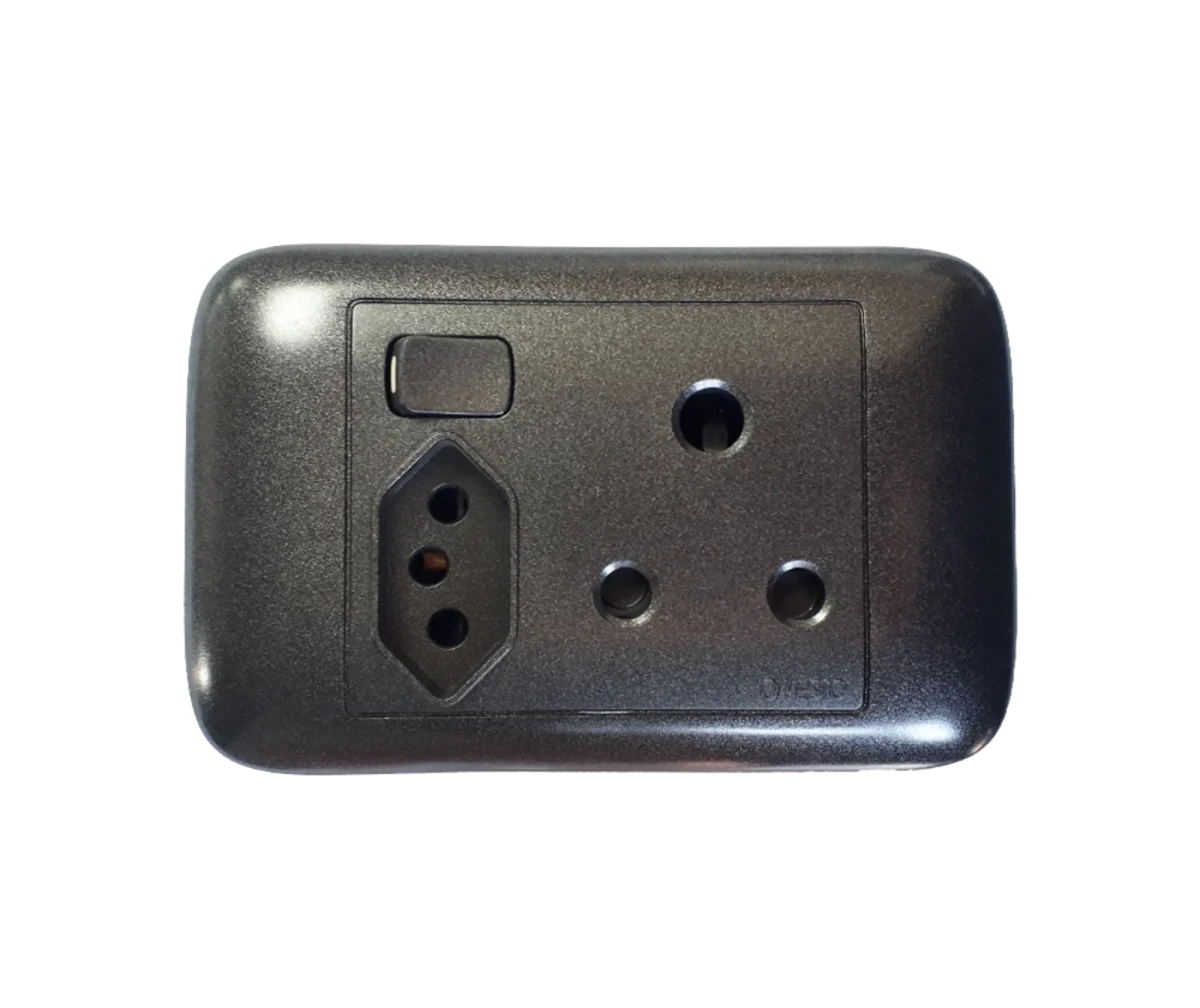 Oracle 2x4 Single + ZA Switched Socket, Black - ONESTO - Standard Lighting