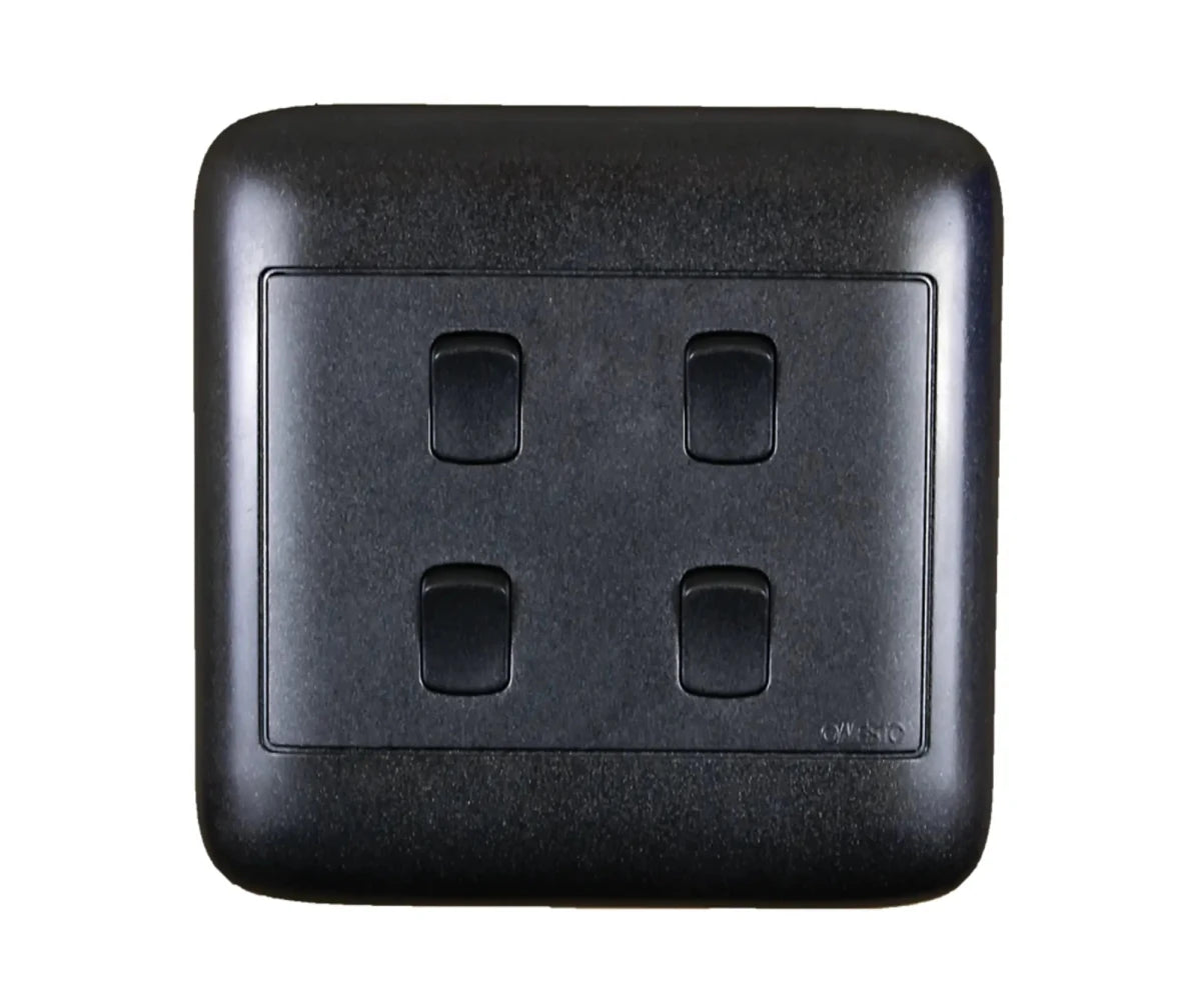 Oracle 4x4 4 Lever 1 Way Switch, Black - ONESTO - Standard Lighting
