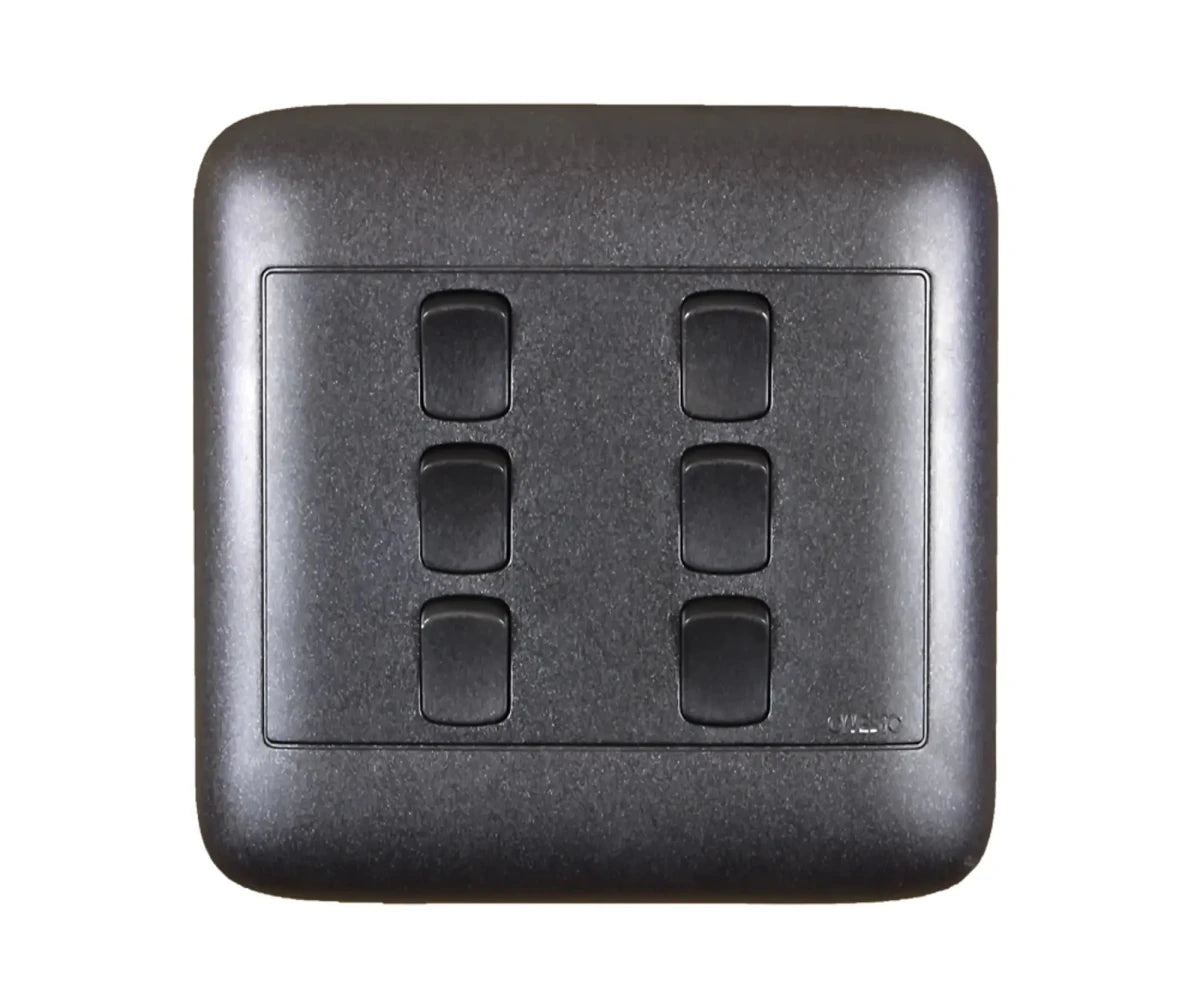 Oracle 4x4 6 Lever 1 Way Switch, Black - ONESTO - Standard Lighting