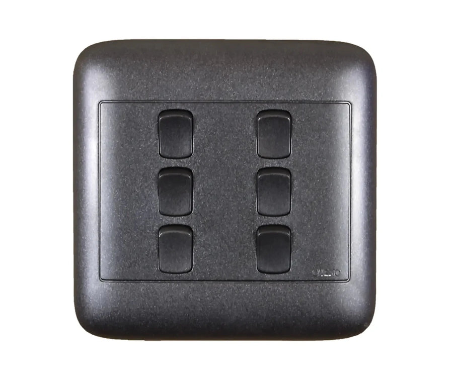 Oracle 4x4 6 Lever 1 Way Switch, Black - ONESTO - Standard Lighting