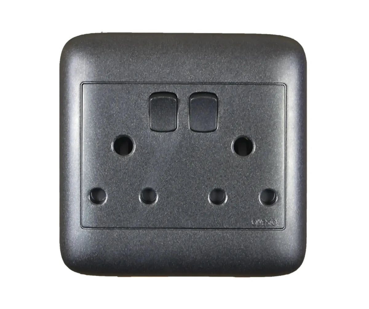 Oracle 4x4 Double Switched Socket, Black - ONESTO - Standard Lighting