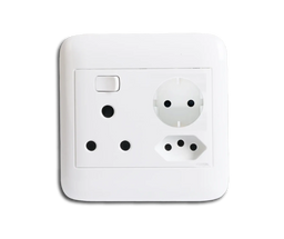 Oracle 4x4 Single Switched Socket + 1 x New ZA Socket + 1 x Schuko Socket - ONESTO - Standard Lighting