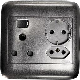 Oracle 4x4 Single Switched Socket + 1 x New ZA Socket + 1 x Schuko Socket, Black - ONESTO - Standard Lighting