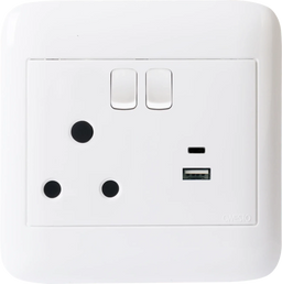 Oracle 4x4 Single Switched Socket + 1 x USB A + 1 x USB C - ONESTO - Standard Lighting