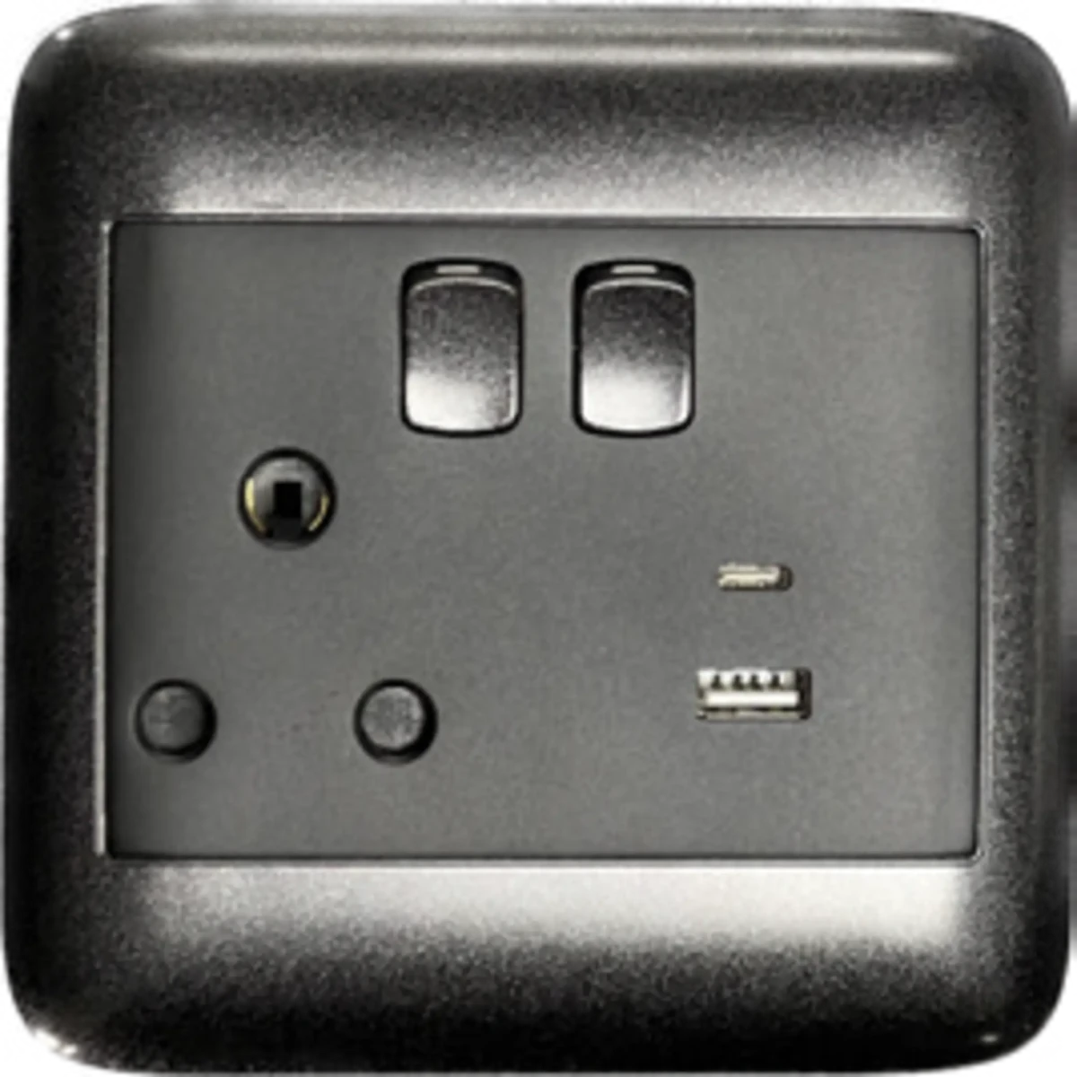Oracle 4x4 Single Switched Socket + 1 x USB A + 1 x USB C, Black - ONESTO - Standard Lighting