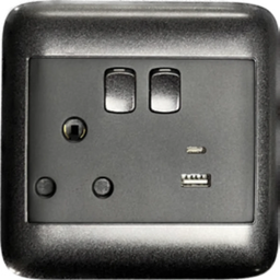Oracle 4x4 Single Switched Socket + 1 x USB A + 1 x USB C, Black - ONESTO - Standard Lighting