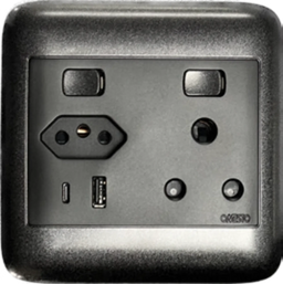 Oracle 4x4 Single Switched Socket + 1 x ZA Socket + 1 x USB A + 1 x USB C, Black - ONESTO - Standard Lighting