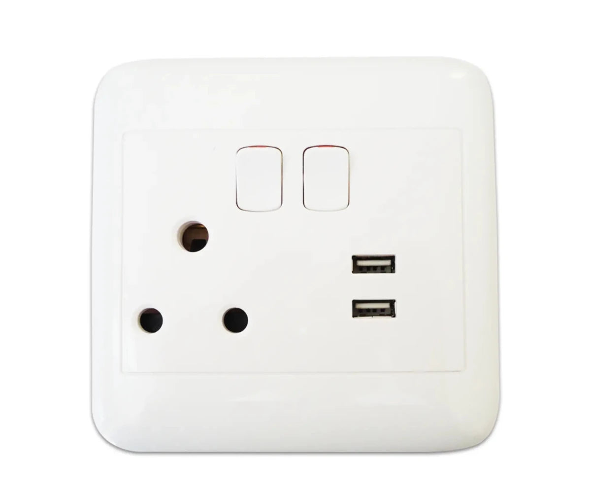 Oracle 4x4 Single Switched Socket + 2 x USB A - ONESTO - Standard Lighting