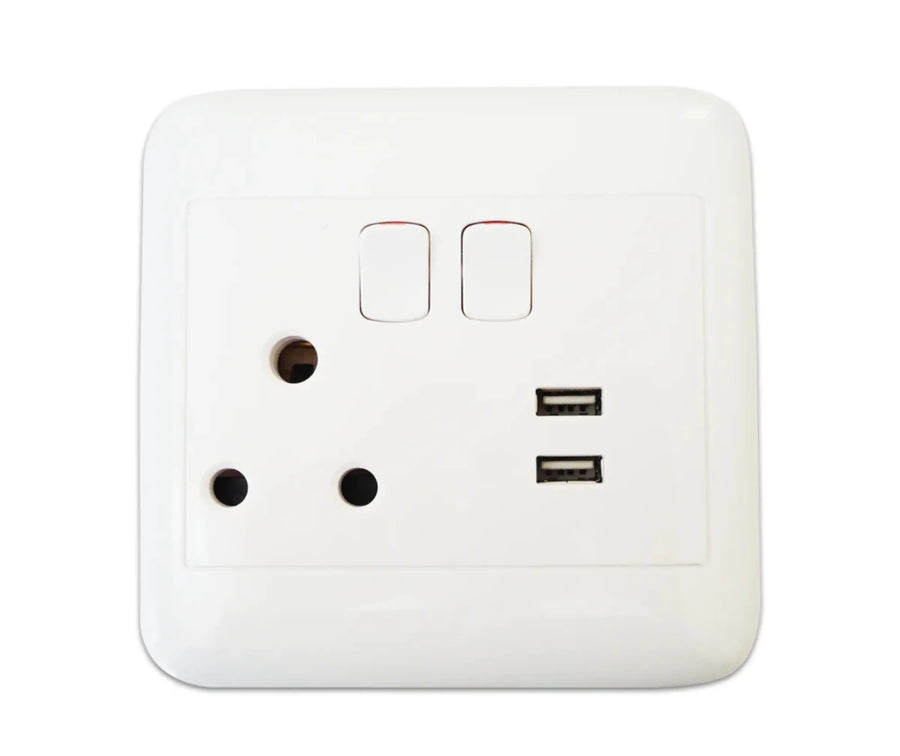 Oracle 4x4 Single Switched Socket + 2 x USB A - ONESTO - Standard Lighting