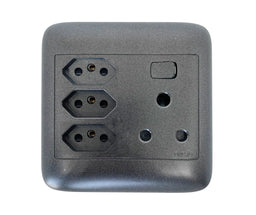 Oracle 4x4 Single Switched Socket + 3 x New ZA Socket, Black - ONESTO - Standard Lighting