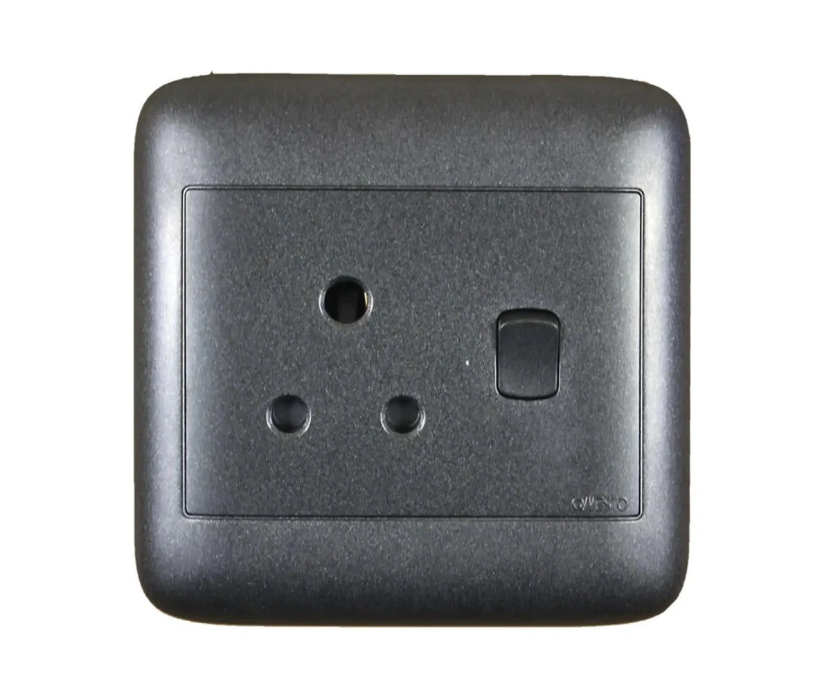 Oracle 4x4 Single Switched Socket, Black - ONESTO - Standard Lighting