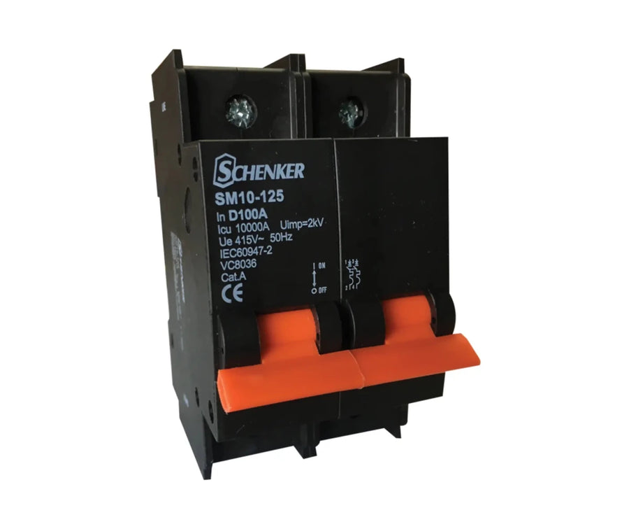 Schenker 2 Pole 10kA Mini Rail Circuit Breaker D - Curve - SCHENKER - Standard Lighting