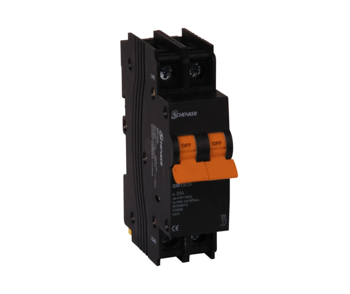 Schenker 2 Pole 6kA Mini Rail Circuit Breaker D - Curve - SCHENKER - Standard Lighting