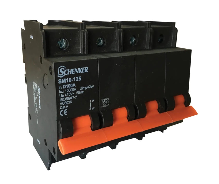 Schenker 4 Pole 10kA Mini Rail Circuit Breaker D - Curve - SCHENKER - Standard Lighting