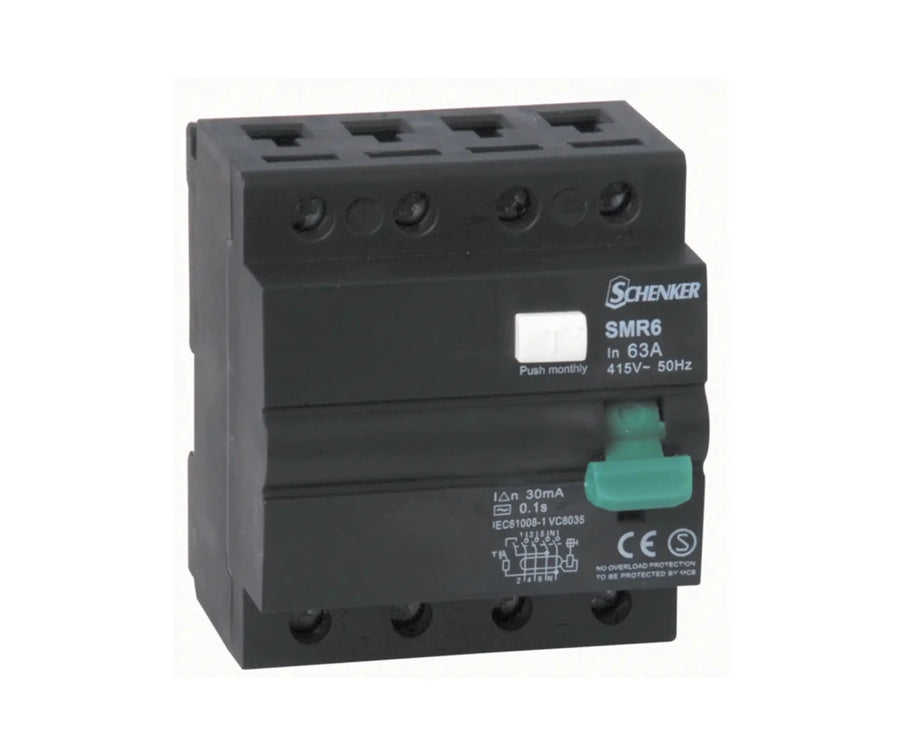 Schenker 4 Pole 80A Mini Rail Earth Leakage - ONESTO - Standard Lighting