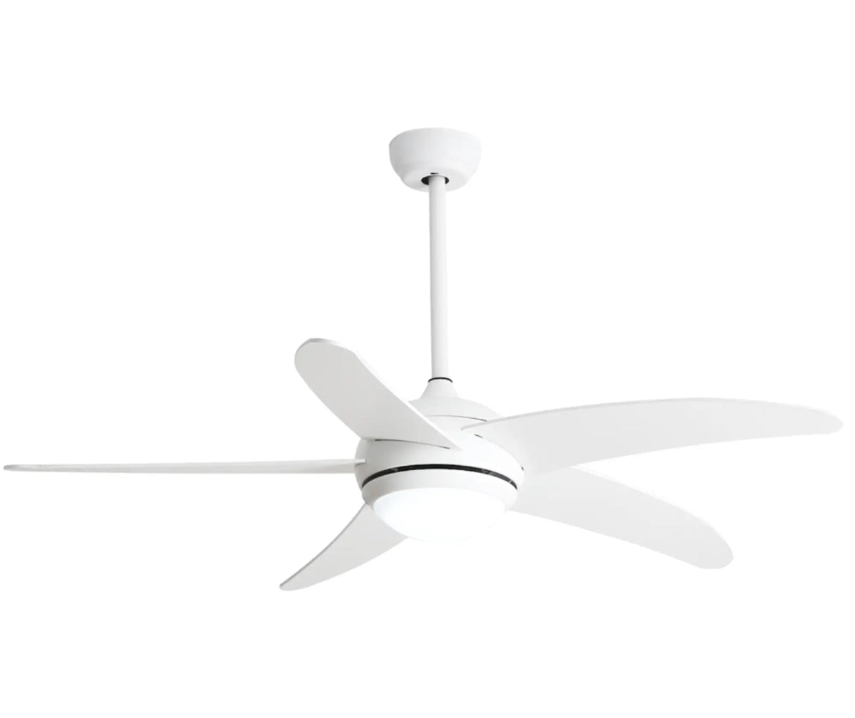 Silenta 5 Blade White Ceiling Fan With 18W Light - O - LITE - Standard Lighting