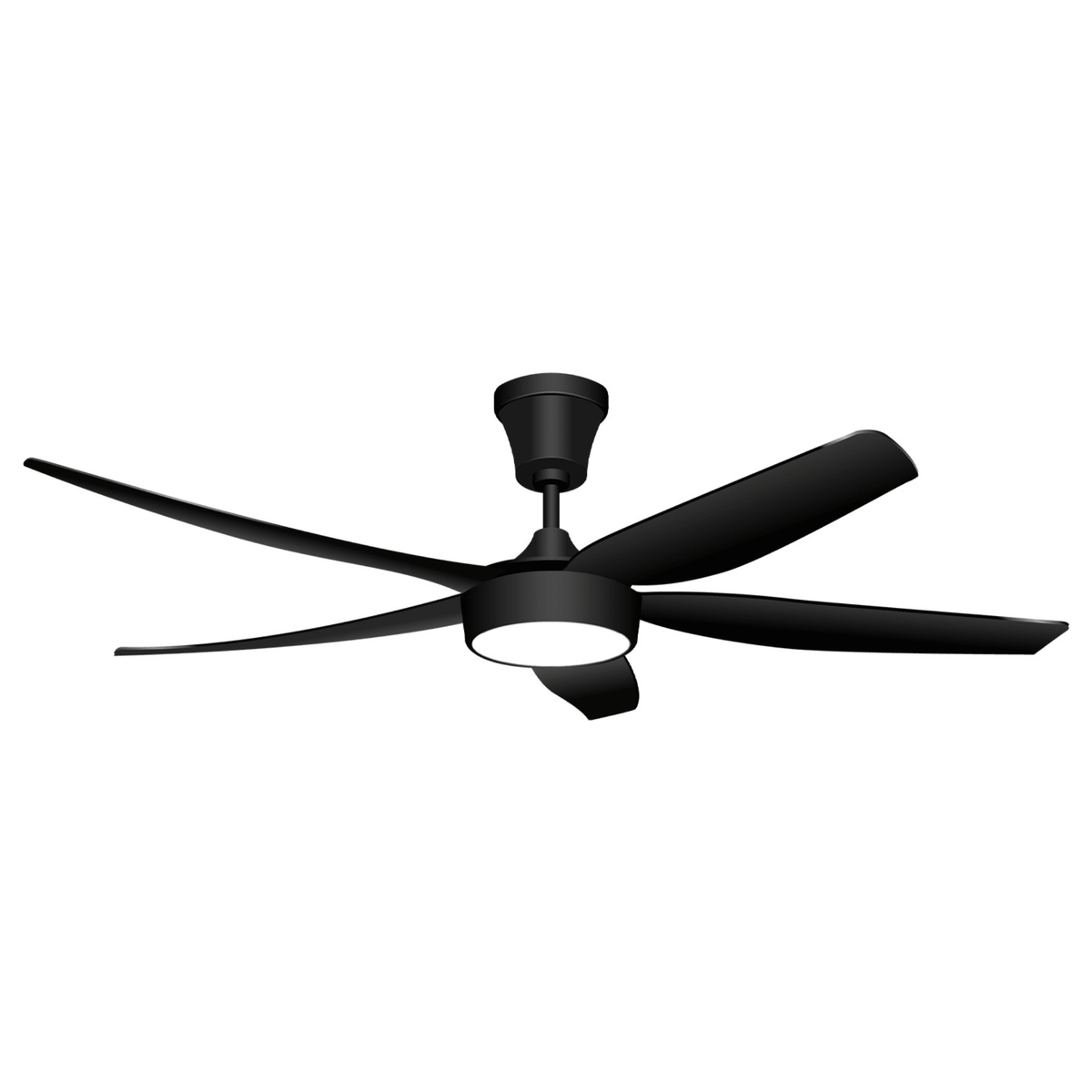 Sirocco 5 Blade Ceiling Fan With LED Light - Black - ILLUMIN8 - Standard Lighting