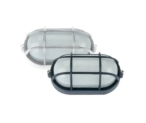 SMALL ELIPTICAL BULKHEAD FITTING WITH GRID - Standard Lighting (Pty) Ltd